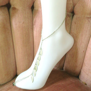 Sliver Leaves Dangeling Ankle Toe Foot Bracelet